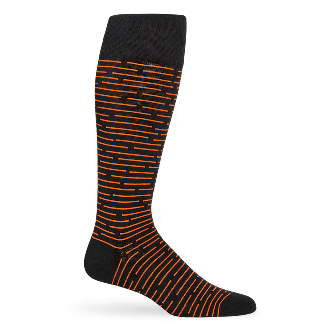 orange and black broken stripe dress socks