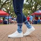 Powder Navy Stripe State Dress Socks