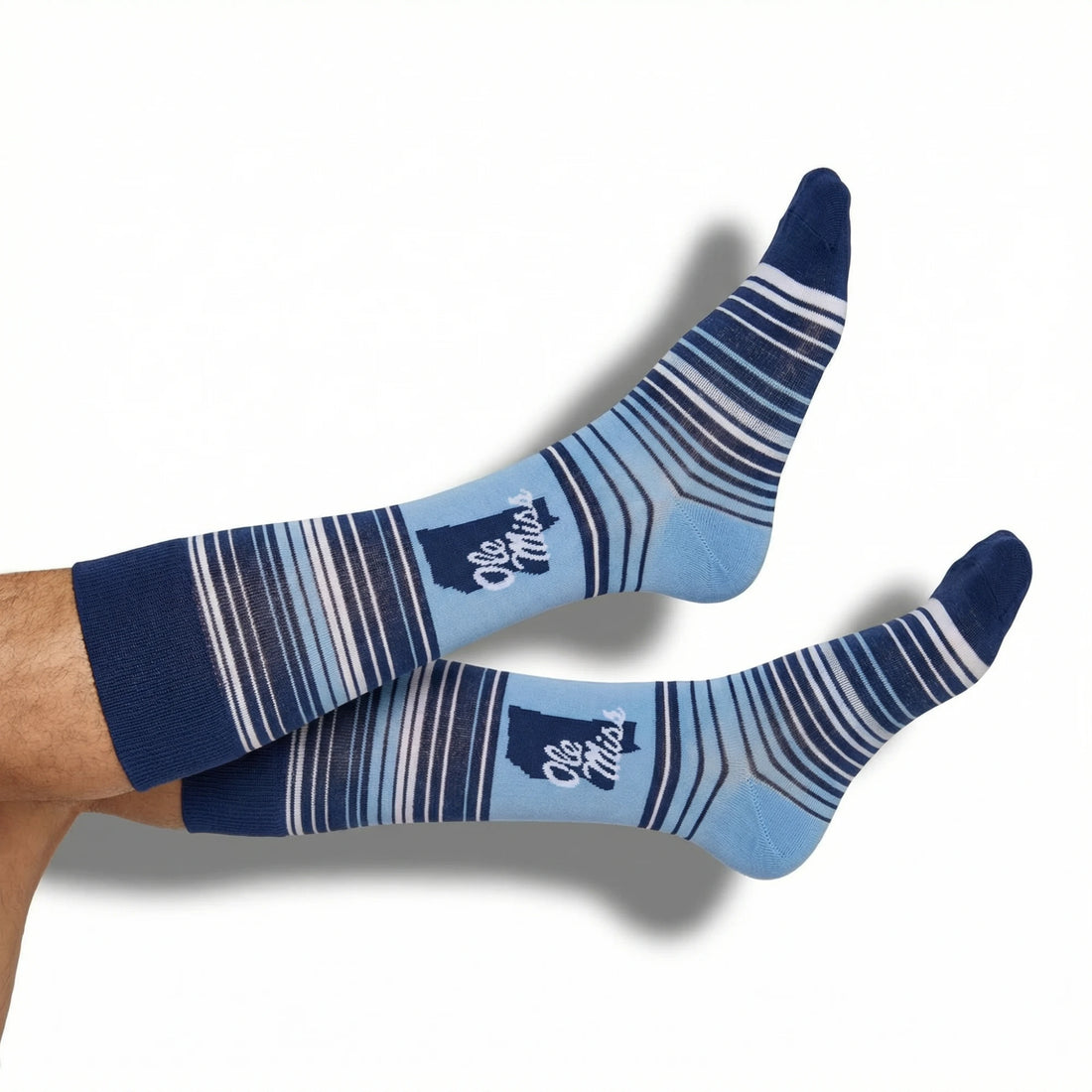 Powder Navy Stripe State Dress Socks