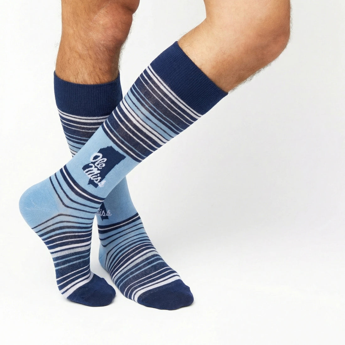 Powder Navy Stripe State Dress Socks