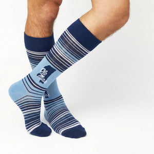 Powder Navy Stripe State Dress Socks