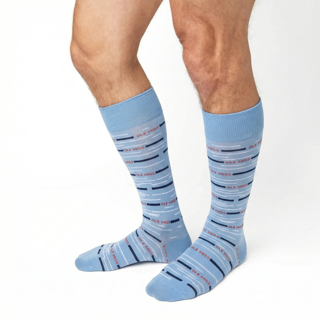 Powder Ole Miss Broken Stripe Dress Socks