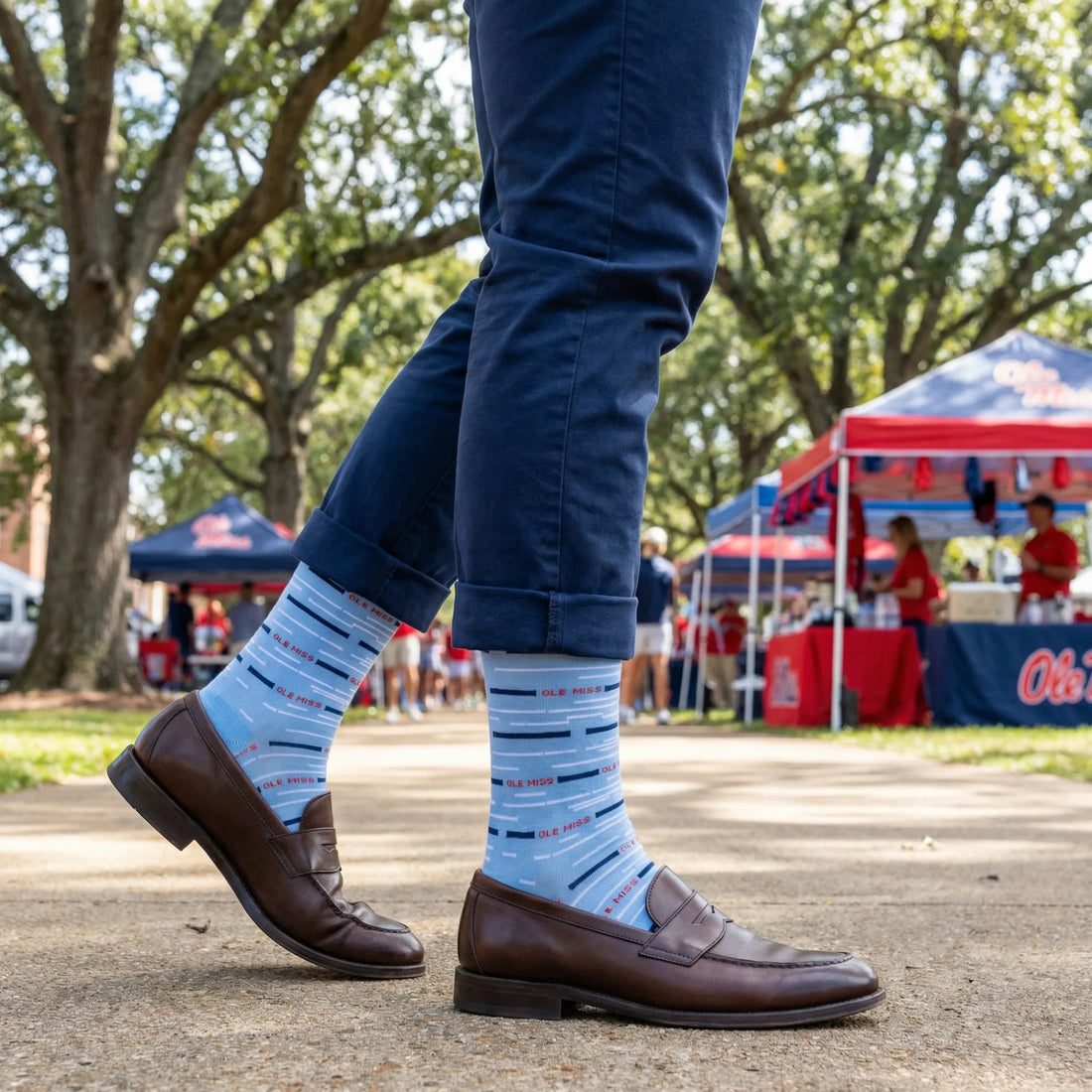 Powder Ole Miss Broken Stripe Dress Socks