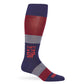 Party in the Sip licensed navy dress socks with stripes with the Ole Miss script on the toe.
