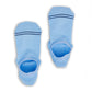 powder blue no show socks with two navy stripes around the toe