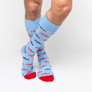 Powder Script Ole Miss Dress Socks with TrueStay‚Ñ¢ technology and seamless design.