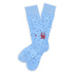 Powder blue dress socks with dot design and UM on the ankle for Ole Miss laid out flat.