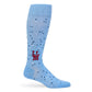 Powder blue dress socks with dot design and UM on the ankle for Ole Miss.