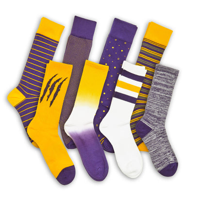 Wear DeadSoxy Gold / Purple Mixed Socks 8 Pack