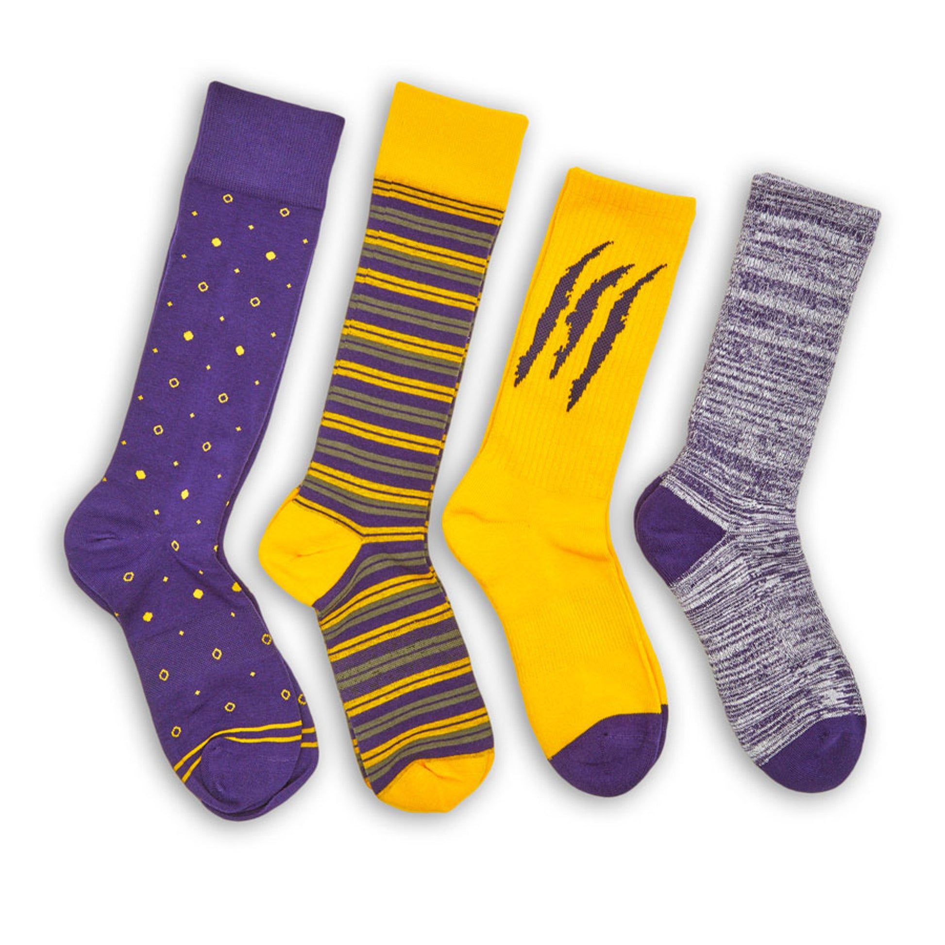 Wear DeadSoxy Gold / Purple Mixed Socks 4 Pack -B