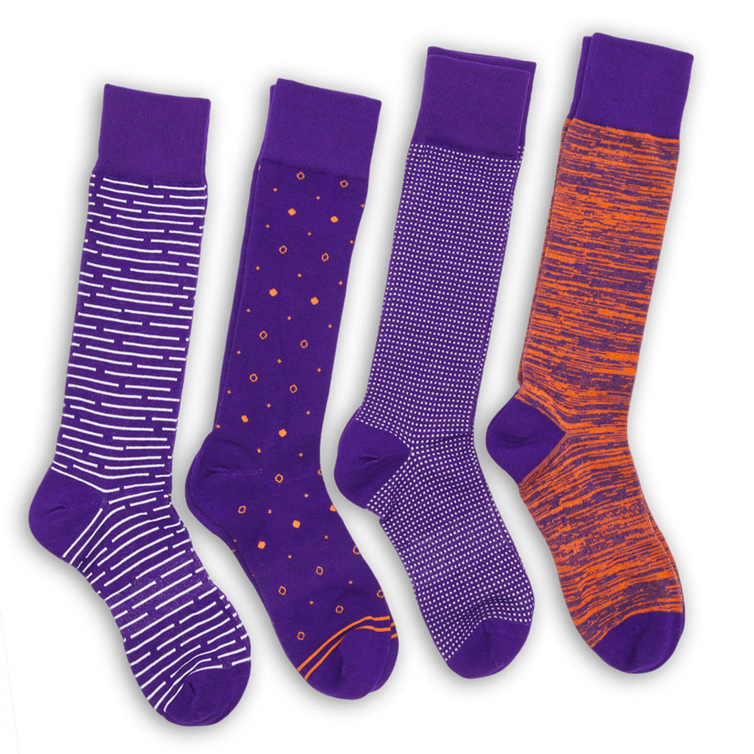 Wear DeadSoxy Purple / Orange Dress Socks 4 Pack