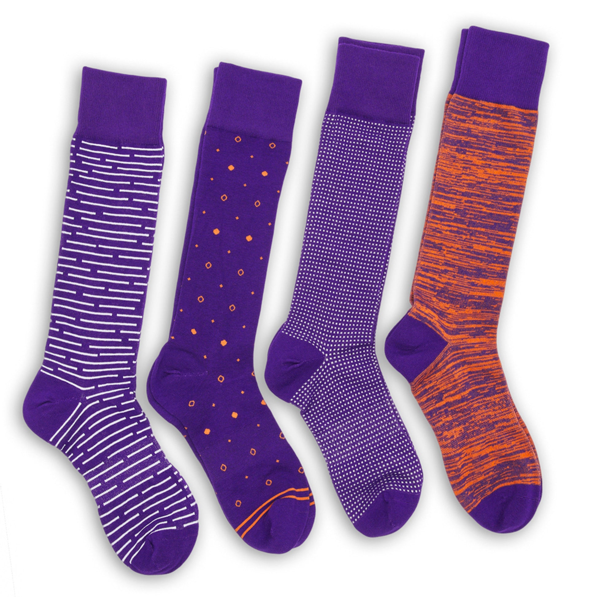 Wear DeadSoxy Purple / Orange Dress Socks 4 Pack