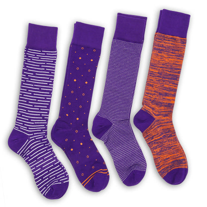 Wear DeadSoxy Purple / Orange Dress Socks 4 Pack