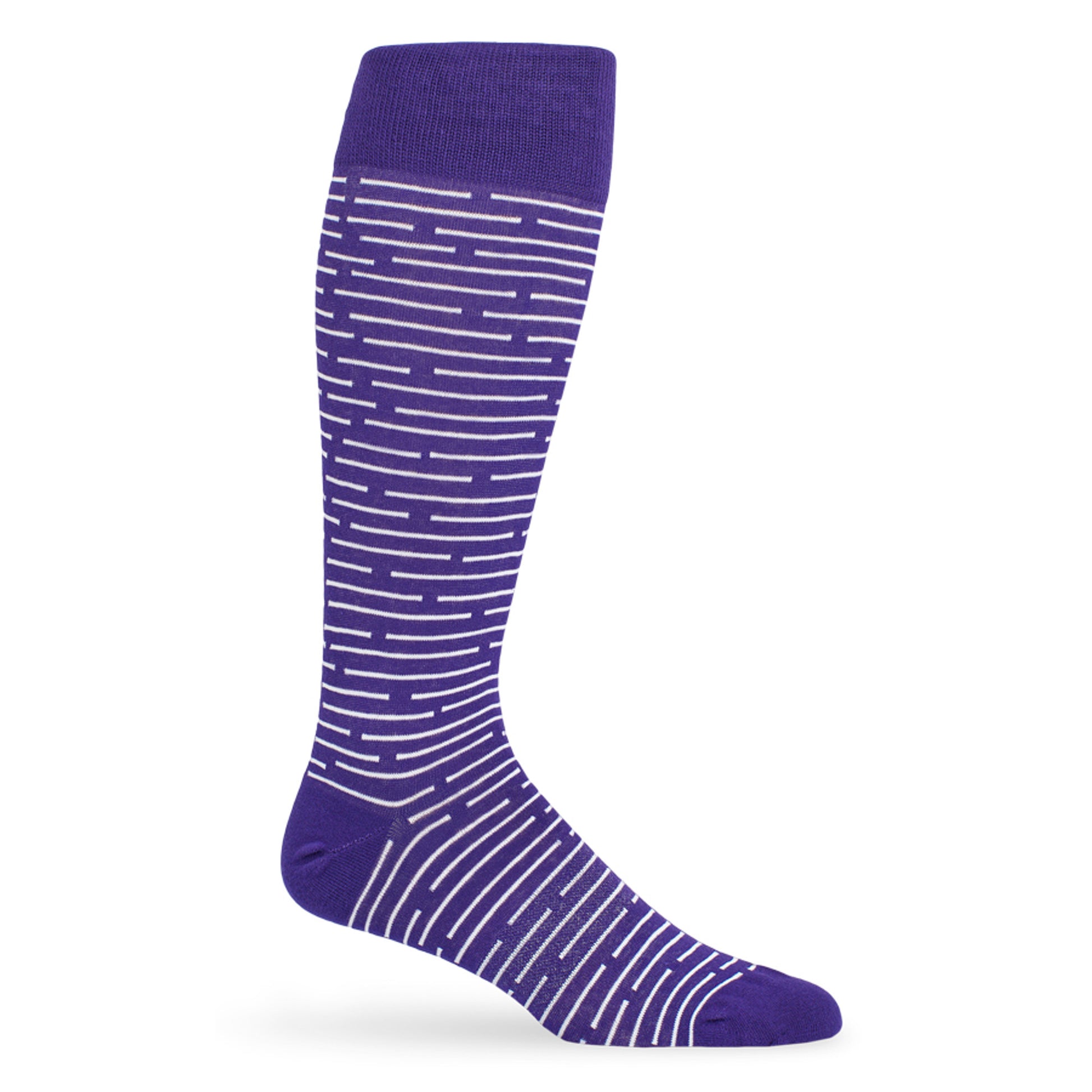 Wear DeadSoxy Purple / White Broken Stripe Dress Socks