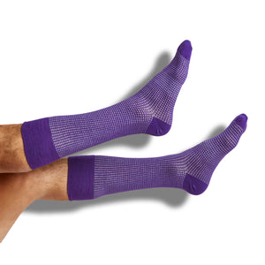 purple and white birdseye dress socks