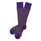 Purple and yellow birdseye design dress socks flay lay