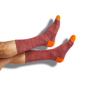 Purple and orange marl casual crew socks
