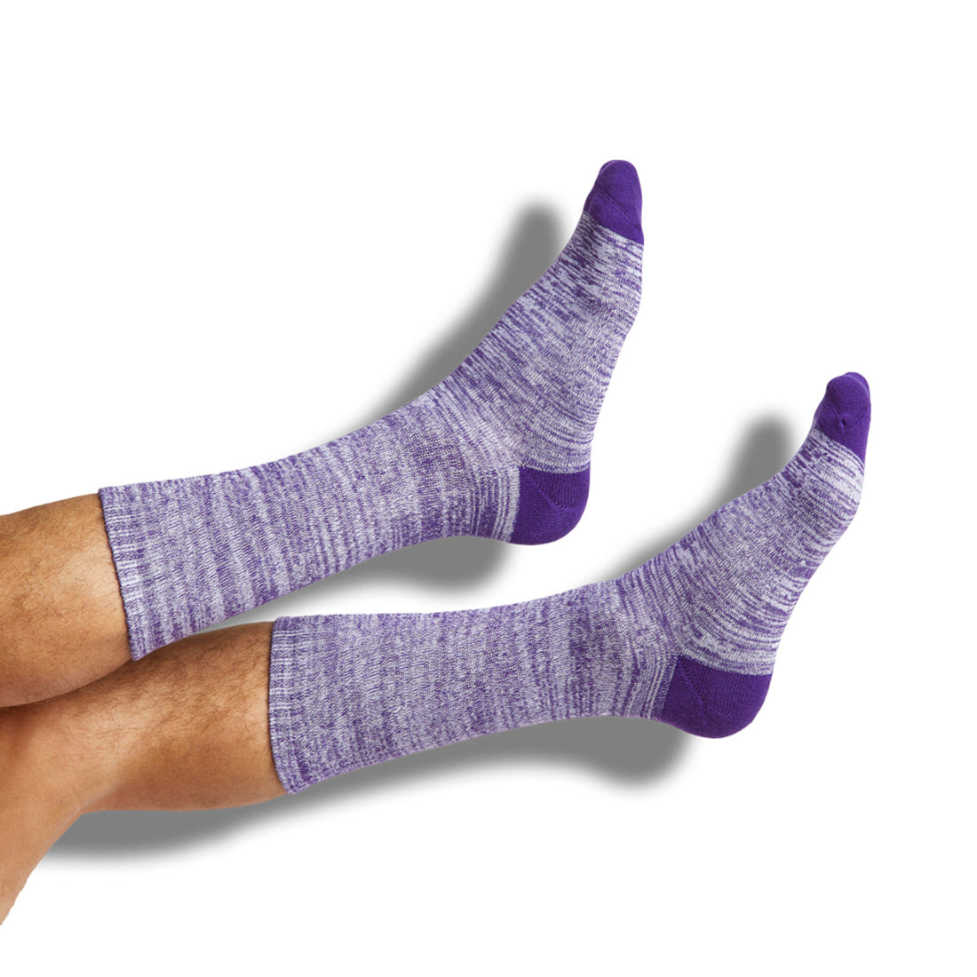 purple and white casual socks with marl design