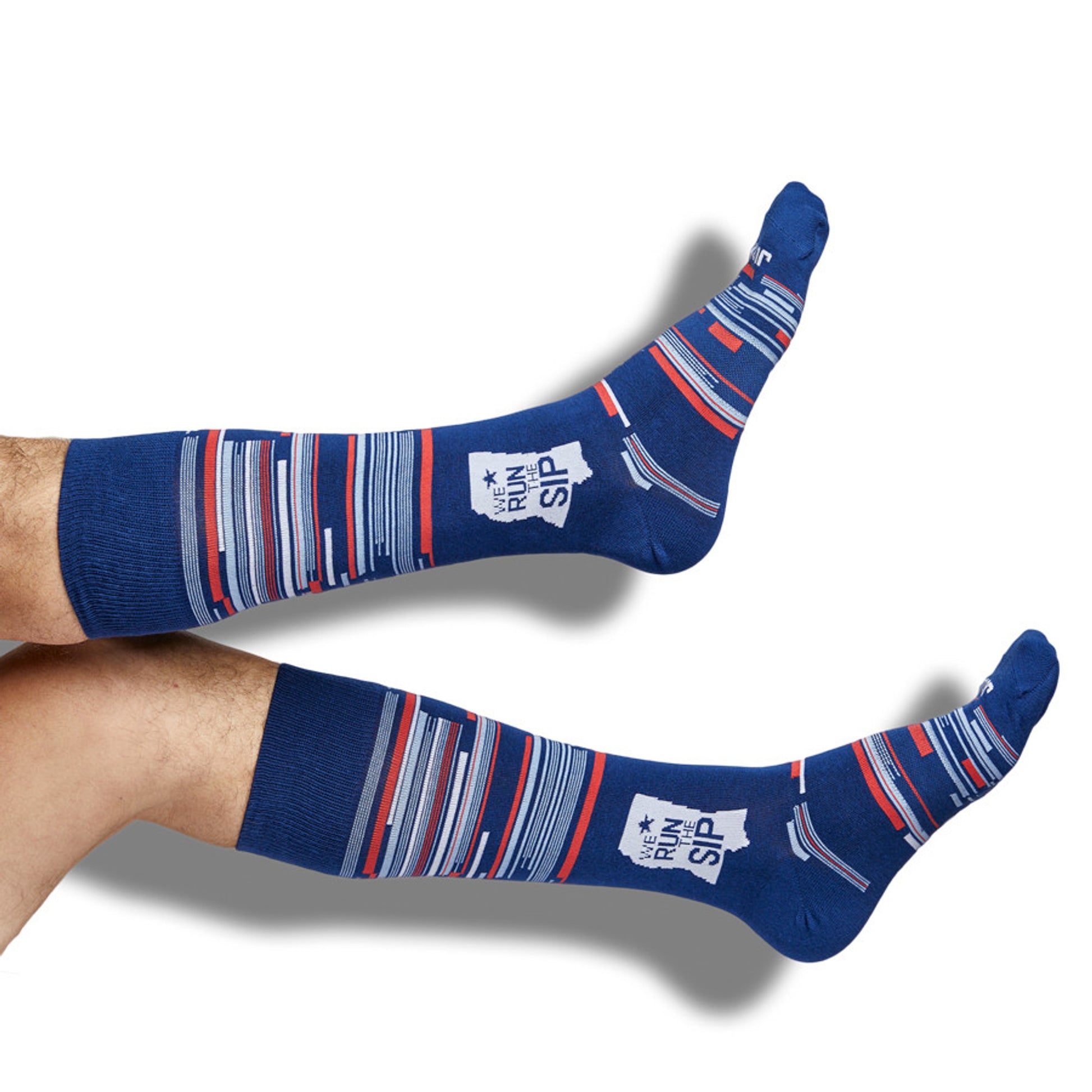 We Run The Sip navy dress socks