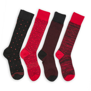 red and black casual socks with paw print design
