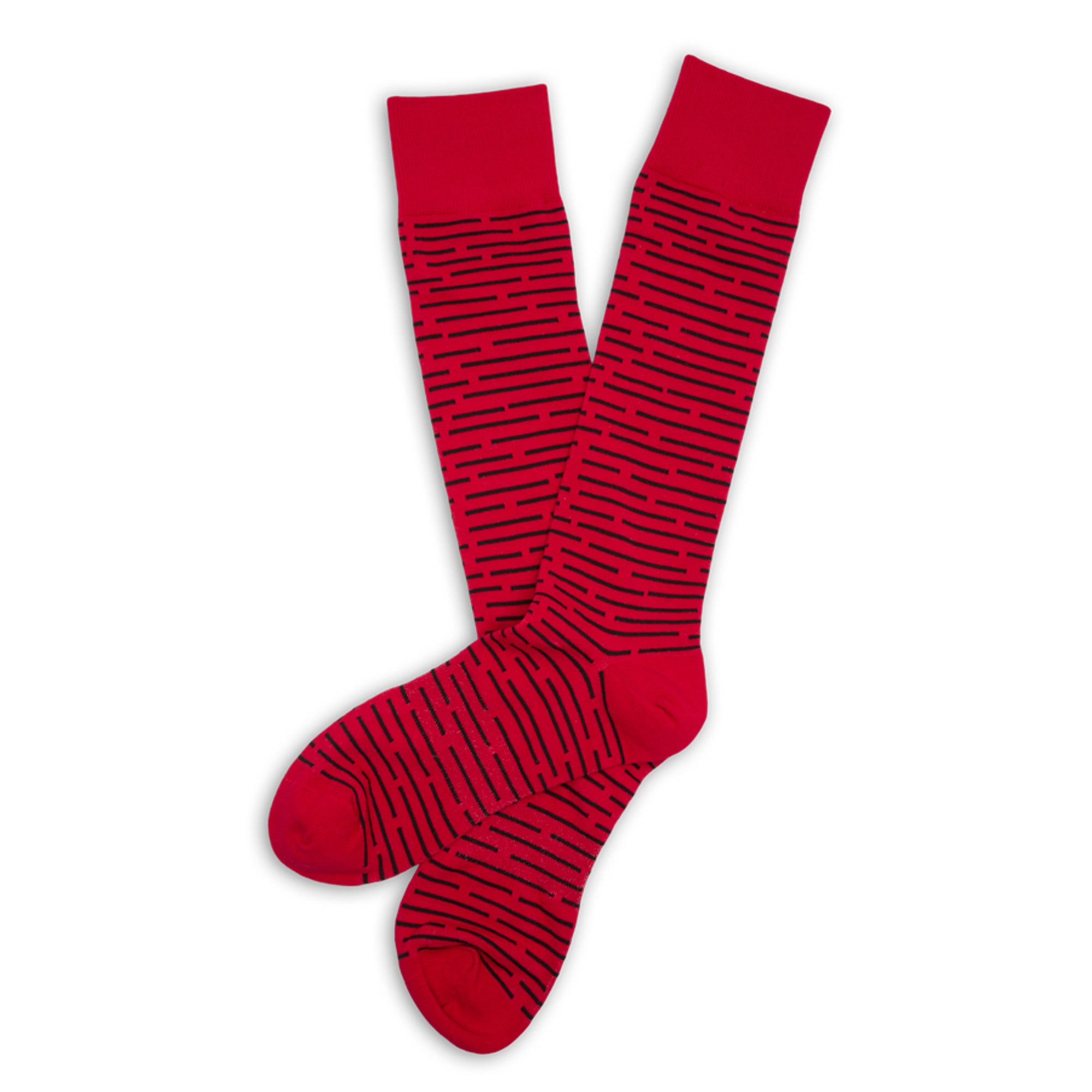 red and black dress socks Men's Novelty Chili Pattern Dress Socks in Black/Red Color