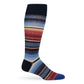 stripe dress socks with red, navy and cream color stripes on mannequins