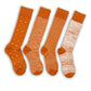 white and burnt orange cow print casual socks