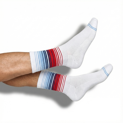 White Ombre Stripe Casual Crew