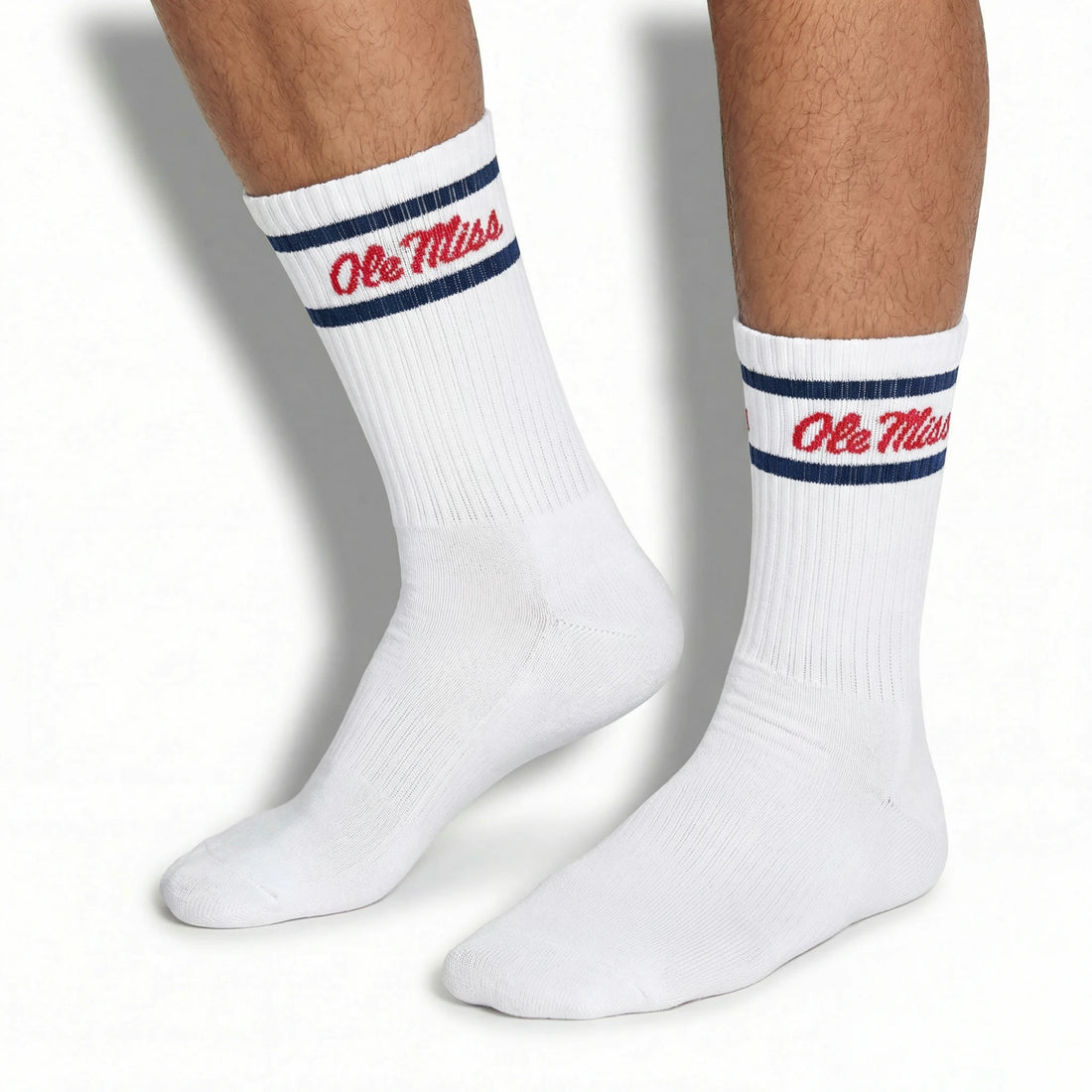 White Retro Script Casual Crew Socks
