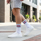 White Retro Script Casual Crew Socks