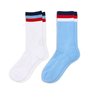 casual crew sock bundle 2-pack white and powder blue
