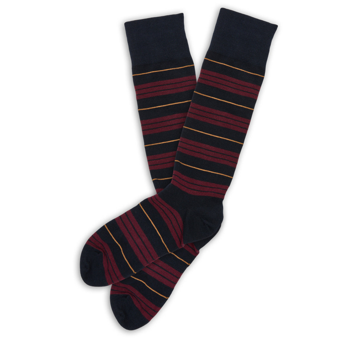 Premium Navy Maroon Stripe Dress Socks