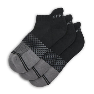 DeadSoxy Black Ankle Socks 3-Pack with plush cushioning and exclusive non-slip technology for enduring comfort.