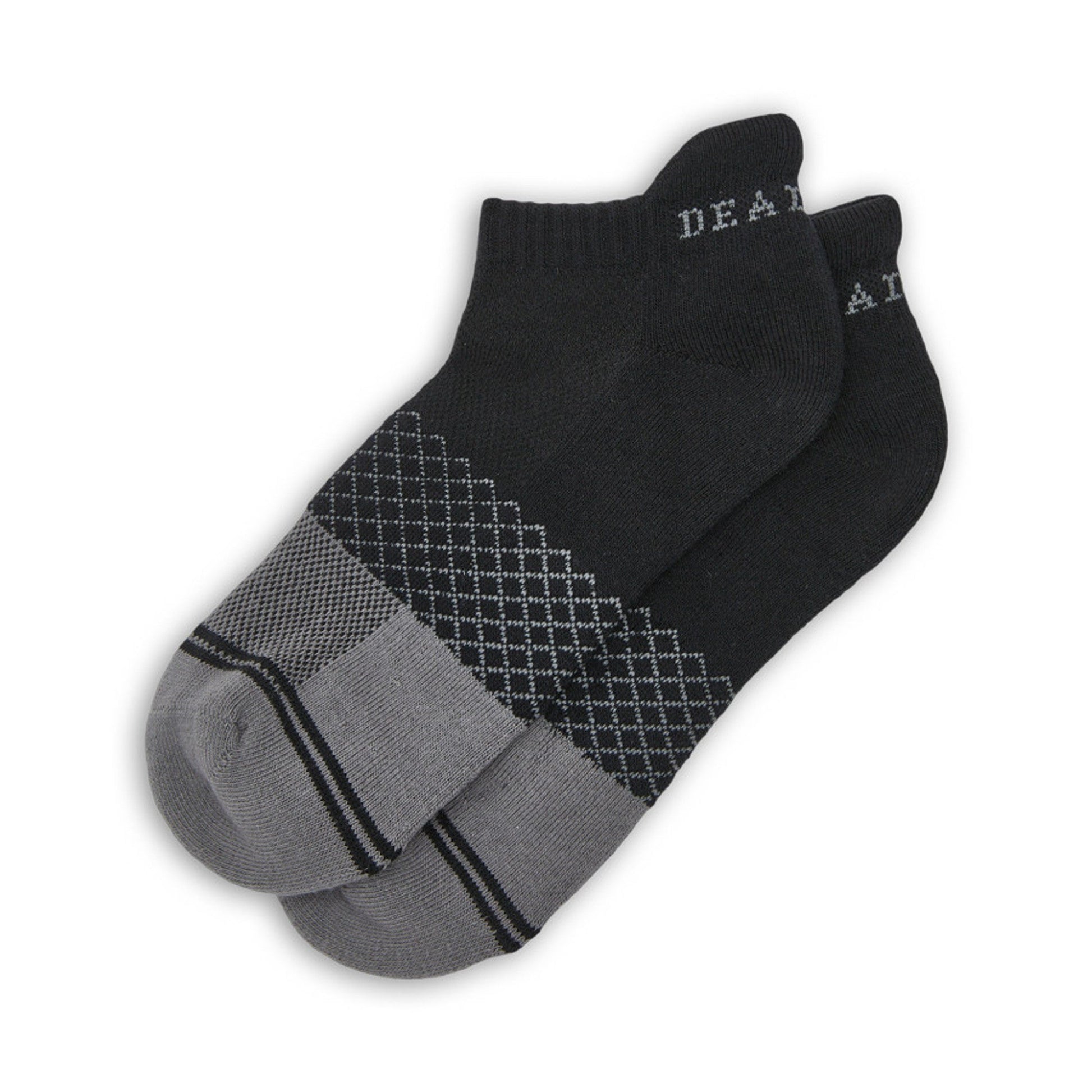 black ankle socks with mesh foot and cushioned footbed