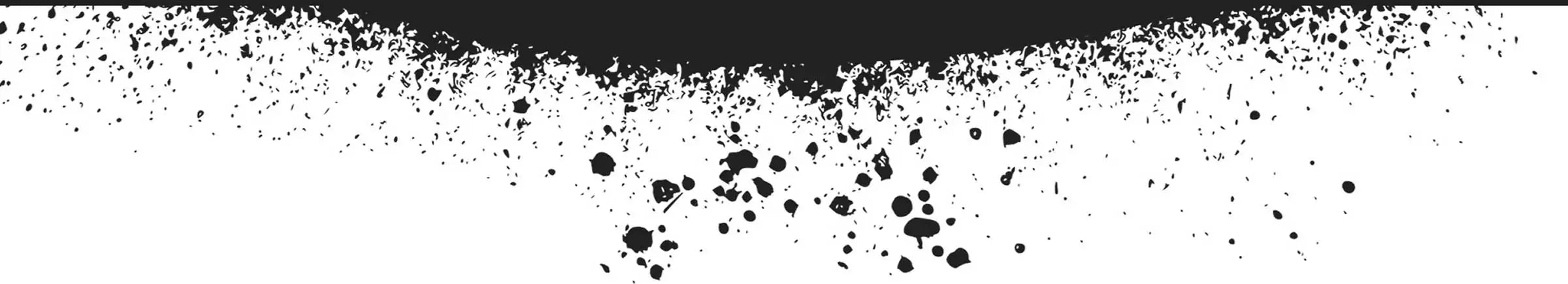 Black ink splatter on white background.