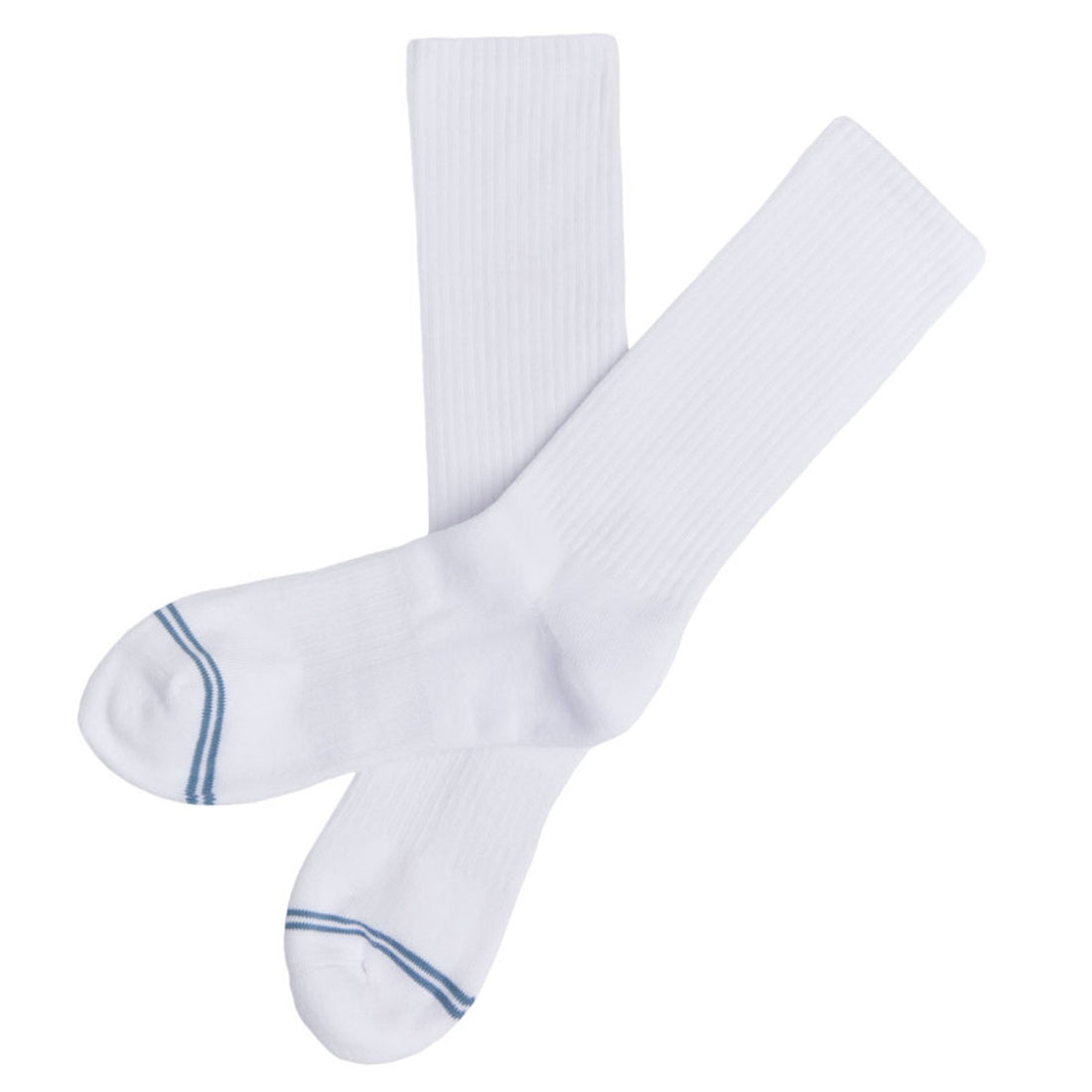 white premium athletic lounger casual crew sock laid out flat