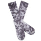 white and blue 2 color premium athletic lounger casual crew socks on legs coming into the image from the left