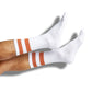 white and burnt orange retro stripe casual socks