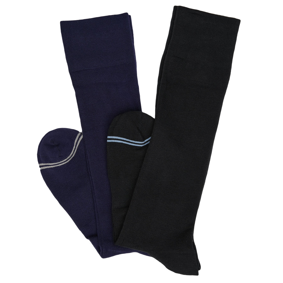 Dress Sock 2-Pack - Black and Navy - Boardroom Dress Socks