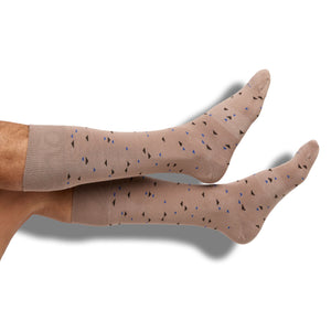 TrueStay‚Ñ¢ Grip in welt of brown dress socks with DeadSoxy in blue