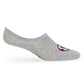 Grey no show liner socks with SIP on the top of the foot side view.
