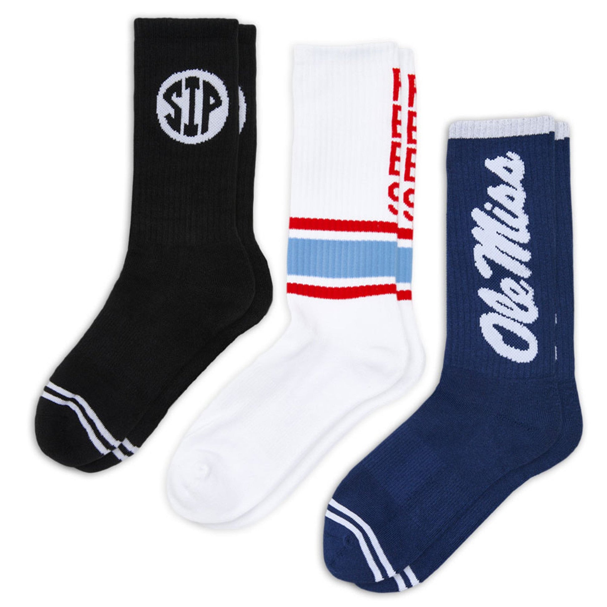 Ole Miss Jackson 3 Pack Casual Crew Socks
