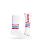 Navy Ole Miss Crew Socks on legs in white shoes