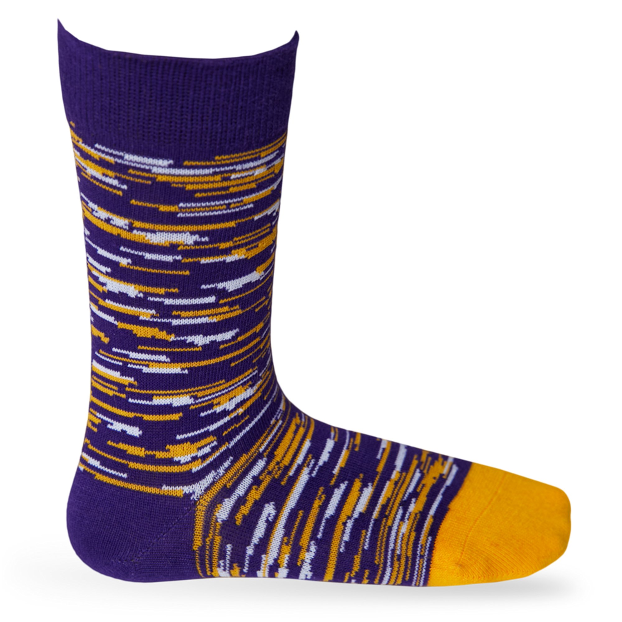 purple and gold dress socks Purple and Gold Fleur de Lis Fine Merino Wool Sock Linked Toe Mid-Calf main image 1