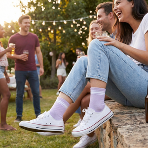 Lilac/White Quarter Crew Women's Socks