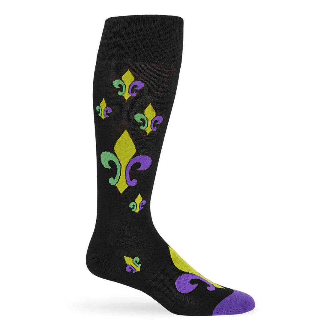 Wear DeadSoxy Mardi Gras - Large Fleur-de-lis Dress Socks