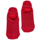 1 pair of no show socks lay flat side by side solid red darker red throughout the sock solid bright red in the heel and toe