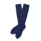 Navy Chicklet Dress Socks with elegant chicklet pattern on a navy background laid out flat.