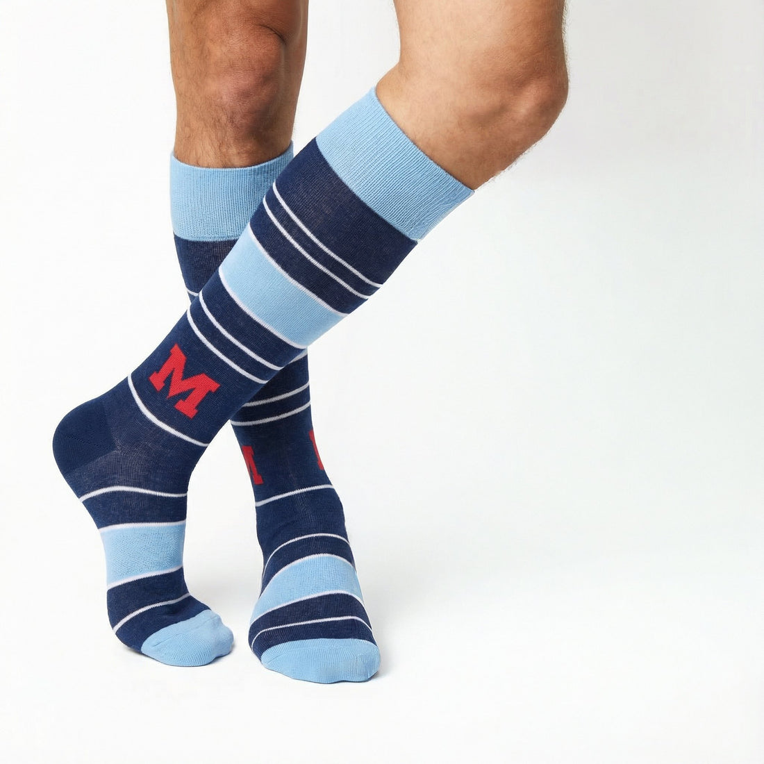 Navy Powder Stripe M Dress Socks - Licensed College Socks