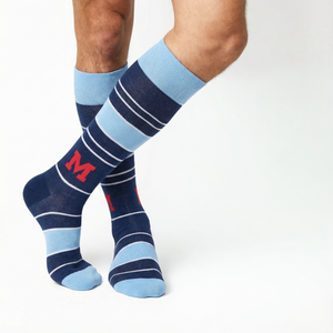Navy Powder Stripe M Dress Socks - Licensed College Socks